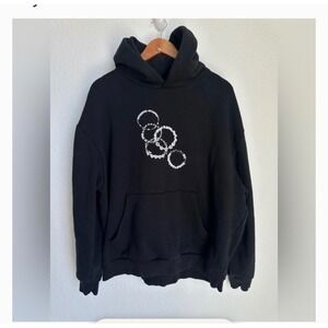 Taylor Swift Eras Tour Black Hoodie Concert Merch Tour Dates Print XS NWOT